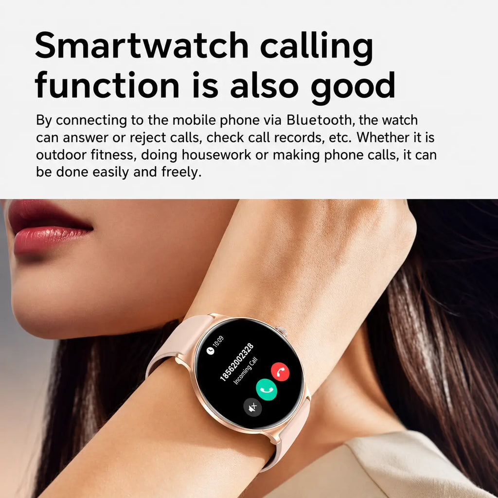 Aetow Premium Smartwatch for Women, 1.43” AMOLED 466×466 Display, Bluetooth Calling, 7.9Mm Ultra-Thin Metal Design, Always-On Display, 100+ Sports Modes, Heart Rate, Spo2, Sleep & Cycle Tracking, Running