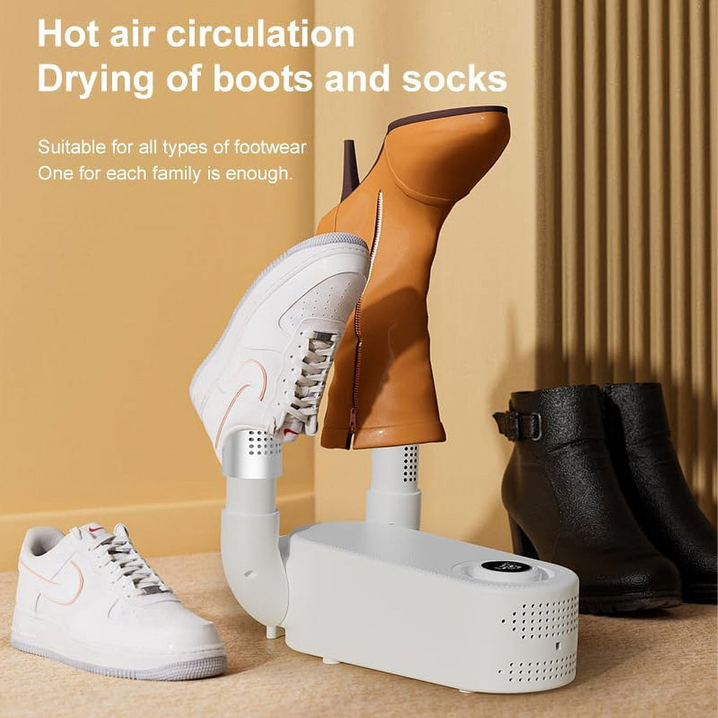 Portable Electric Shoes Boots Dryer Warmer Adjustable Foldable Rack, White