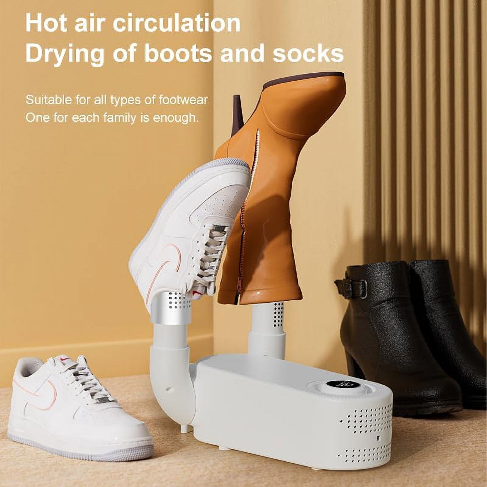 Portable Electric Shoes Boots Dryer Warmer Adjustable Foldable Rack, White
