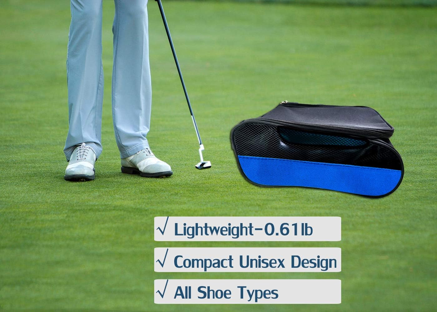 Outdoor Golf Shoes Bags Travel Shoes Bags Zippered Sport Shoes Bag (Blue)