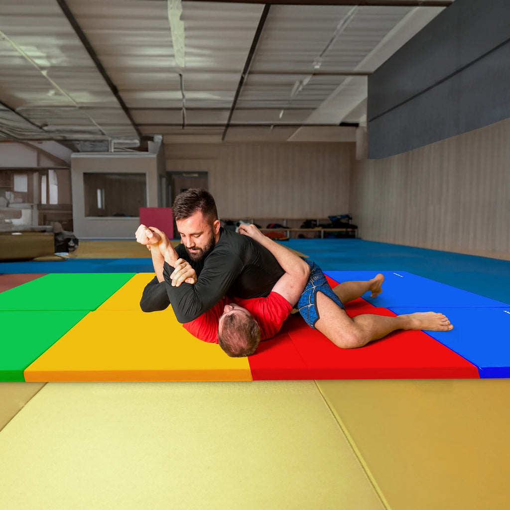 10Ft X 4Ft X 2In 4-Panel All-Purpose Folding Gymnastics Mat, Multicolored