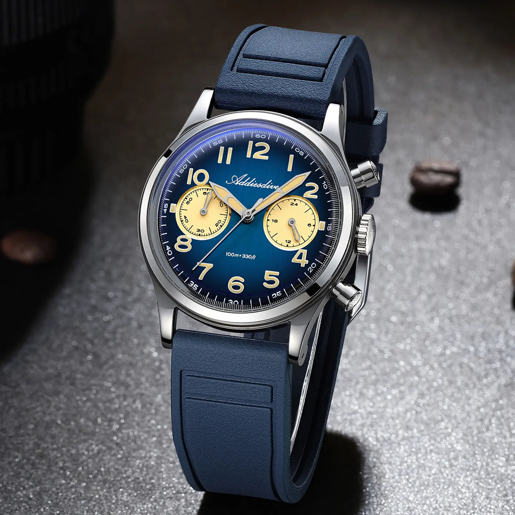 ADDIESDIVE Chronograph Watch Sport Watches for Men- Hybird Movement 38Mm Owl Dial 100M Waterproof Luminous Stop Watch Business Casual Watch Men'S Gift