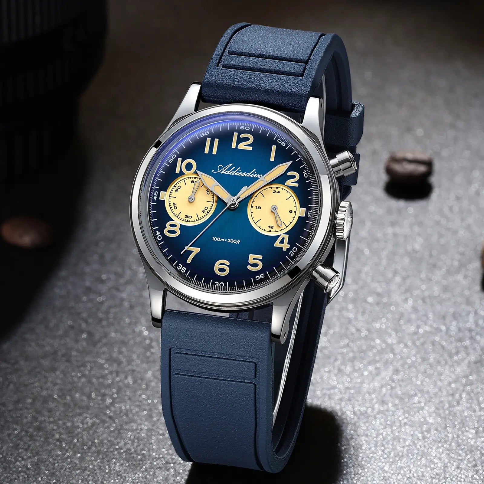 ADDIESDIVE Chronograph Watch Sport Watches for Men- Hybird Movement 38Mm Owl Dial 100M Waterproof Luminous Stop Watch Business Casual Watch Men'S Gift