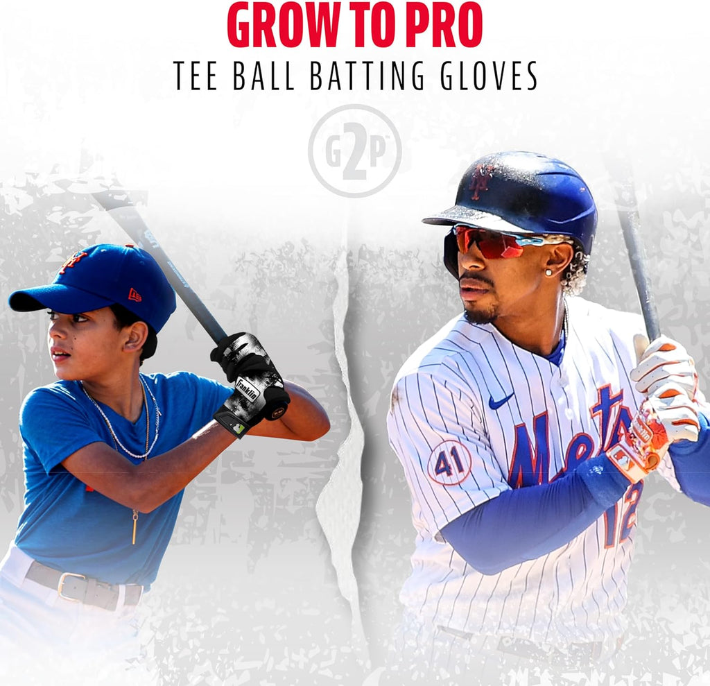 Franklin Sports MLB Youth Teeball Batting Gloves - Flexible Pro Kids Baseball + Softball Gloves for Boys + Girls