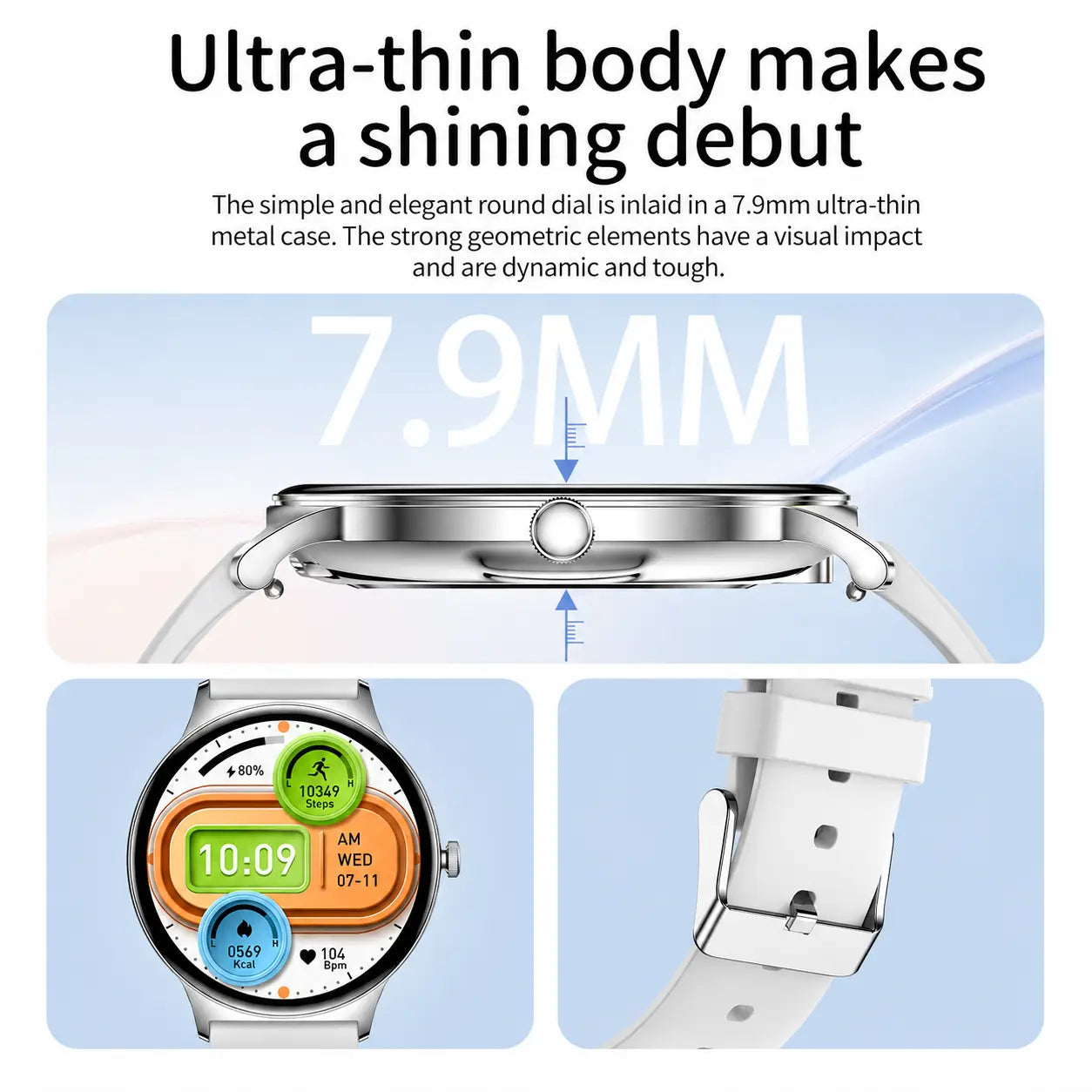 Aetow Premium Smartwatch for Women, 1.43” AMOLED 466×466 Display, Bluetooth Calling, 7.9Mm Ultra-Thin Metal Design, Always-On Display, 100+ Sports Modes, Heart Rate, Spo2, Sleep & Cycle Tracking, Running