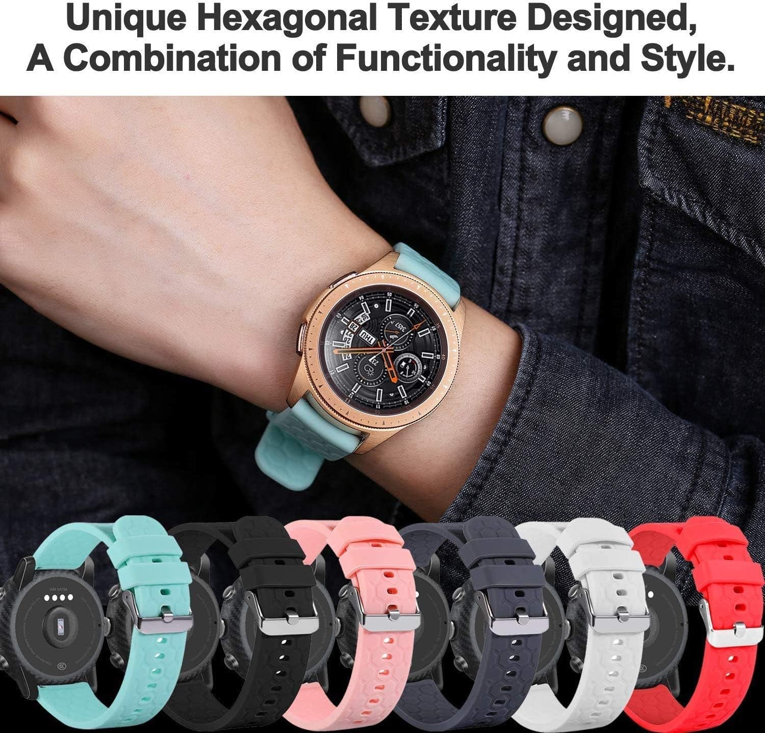 6Pack Bands Compatible with IP67 Waterproof Sports Tracker Watch Replacement Soft Straps Silicone Watch Band Strap with Quick Release Pins for IP67 Fitness Watch Activity Tracker